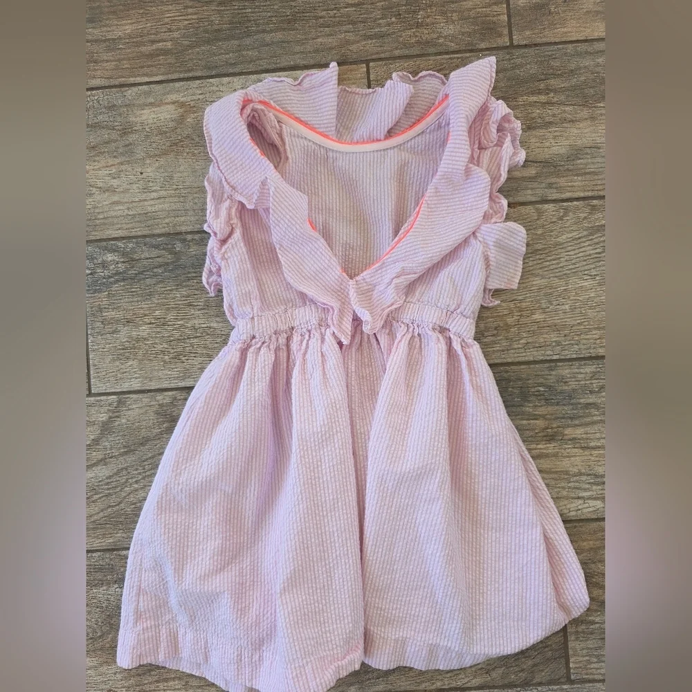 Crewcuts Light Pink Striped Ruffle Dress
